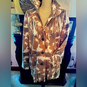 LIKE NEW L&B suede like Jacket w/fringe SIZE MEDIUM very comfortable worn once